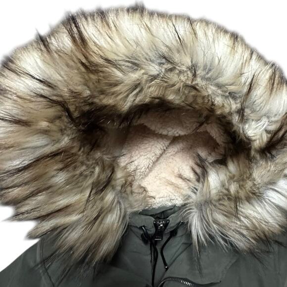 DKNY Faux-Fur Trim Hooded Water-Resistant Coat Loden Green Size XL - Picture 7 of 10